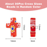 1.5 Strands Cross Handmade Millefiori Glass Beads Strands, Mixed Color, 17x14x3mm, Hole: 1.5mm