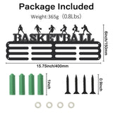 Fashion Iron Medal Hanger Holder Display Wall Rack, with Screws, Basketball Pattern, 150x400mm