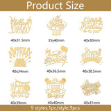 Nickel Decoration Stickers, Metal Resin Filler, Epoxy Resin & UV Resin Craft Filling Material, Birthday Theme, Word, 40x40mm, 9 style, 1pc/style, 9pcs/set