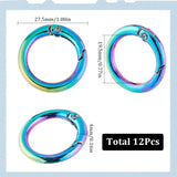 12Pcs Zinc Alloy Ring Spring Gate Rings, O Rings, Rainbow Color, 27.5x4mm, Inner Diameter: 19.5mm