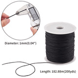 Waxed Cotton Cord, for Jewelry Making, Black, 1mm, about 200yards/roll