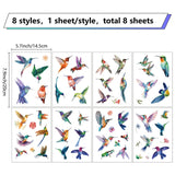 8 Sheets 8 Styles PVC Waterproof Wall Stickers, Self-Adhesive Decals, for Window or Stairway Home Decoration, Rectangle, Bird, 200x145mm, about 1 sheet/style