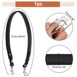 PU Leather Bag Straps, Wide Bag Handles, with Zinc Alloy Swivel Clasps, Purse Making Accessories, Black, 72.5x3.55cm