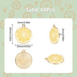 40Pcs Light Gold Plated Alloy Enamel Pendants, Cadmium Free & Nickel Free & Lead Free, Lemon Slice, Yellow, 26x23x2mm, Hole: 2mm