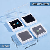 White Acrylic Loose Diamond Display Boxes with Clear Hinged Lid, with Sponge Inside, for Gemstone, Jewelry Storage, Square, Black, 4.15x4.35x1.5cm