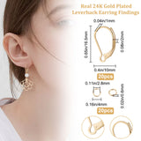 20Pcs 304 Stainless Steel Leverback Earring Findings, with 20Pcs Rack Plating Brass Jump Rings, Real 24K Gold Plated, 16.5x10x2mm, Pin: 1mm