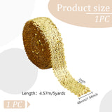 5 Yards Ployester Elastic Sequin Trimmings, 5-Row Paillette Trims, Costume Embellishments, Flat, Gold, 1-7/8 inch(48mm)