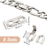 8 Sets 304 Stainless Steel Fold Over Clasps, Oval, Stainless Steel Color, 28x11x3.5mm, Hole: 5x6mm