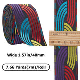 7M Flat Embroidery Polyester Ribbons, Jacquard Ribbon, Braided, 1-5/8 inch(40mm), about 7.66 Yards(7m)/Roll