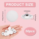 Cloth Shank Buttons, with Zinc Alloy Finding, Flat Round, for Overcoat Garment Accessories, White, 19x8mm, Hole: 3x3mm, 50pcs/box