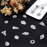 20Pcs 10 Style Textured 201 Stainless Steel Pendants, Mixed Shapes, Stainless Steel Color, 18~32.5x16~23.5x0.5~1mm, Hole: 1.2~1.7mm, 2pcs/style