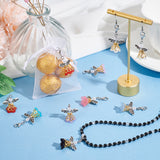 64Pcs 8 Colors Acrylic Angel Pendant Decoration, with Iron Bead Caps, Alloy Beads, 304 Stainless Steel Flat Head Pins and Zinc Alloy Lobster Claw Clasps, Mixed Color, 8pcs/style