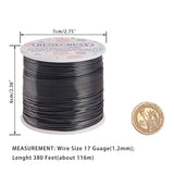 Round Aluminum Wire, Black, 17 Gauge, 1.2mm, about 380.57 Feet(116m)/roll