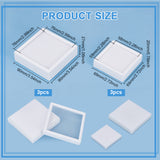 6Pcs 2 Styles Square Plastic Loose Diamond Storage Boxes, Gemstone Display Case with Clear Window and Sponge inside, White, 6.9~9x6.9~9x2~2.7cm, 3pcs/style