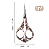 420 Stainless Steel Retro-style Sewing Scissors for Embroidery, Craft, Art Work & Cutting Thread, with Alloy Handle, Red Copper, 11.85x5.3x0.5cm