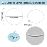 20Pcs Brass Linking Rings, Long-Lasting Plated, Round Ring, 925 Sterling Silver Plated, 40x1mm, Inner Diameter: 38mm
