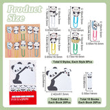 Panda Shape Iron Paperclips, Cute Paper Clips, Funny Bookmark Marking Clips & Paper Sticky Note & Memo Set, Mixed Color, Paperclips: 44.5~46.5x16~18.5x4.5mm, 40pcs, Sticky Note & Memo: 61.5x64x0.1mm & 46x14x0.1mm, 2 books