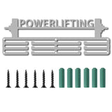 Fashion Iron Medal Hanger Holder Display Wall Rack, with Screws, Word POWERLIFTING, Platinum, 13.5x40cm