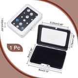 Rectangle Stainless Iron Diamond Display Boxes, Visible Window Small Jewelry Storage Case with Sponge, Matte Style, Matte Platinum Color, 6x8x1.65cm