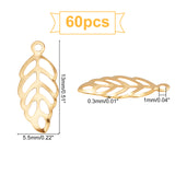 304 Stainless Steel Charms, Leaf, Golden, 13x5.5x0.3mm, Hole: 1mm, 120pcs/box