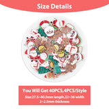 40Pcs 10 Style Christmas Sock & Santa Claus & Tree & Gingerbread Man & Deer Acrylic Brooch Pin, Iron Badge for Backpack Clothes, Mixed Color, 27.5~40.5x22~36x2~2.5mm, 4Pcs/style