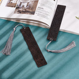 2Pcs 2 Style Blackwood Bookmarks, Rectangle, Black, 140x28mm, 1pc/style