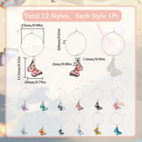 12Pcs 2 Style Alloy Enamel Wine Glass Charms, with Brass Wine Glass Charm Rings, Butterfly, Mixed Color, 50mm, 6pcs/style