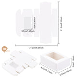 Paper Candy Boxes, Bakery Box, with PVC Clear Window, for Party, Wedding, Baby Shower, Rectangle, White, 8.7x6.2x3cm