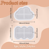 2Pcs 2 Style DIY Display Tray Silicone Molds, Resin Casting Molds, Cloud/Wavy Rectangle, White, 118~120x165~166x16~17mm, 1pc/style