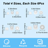 24Pcs 4 Style Silicone Bottle Seal Plug, Reusable Replacement Bottle Stopper, Flat Round, White, 11.5~19.5x9~11.5mm, 6pcs/style