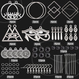 DIY Eye of Ra/Re Dangle Earring Making Kits, Including Geometry Alloy Pendants, Brass Earring Hooks & Links, Glass Beads, Antique Silver, 134Pcs/box