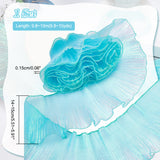 Gradient Color Organza Pleated Lace Ribbon, for Sewing or Craft Decoration, Cyan, 1/2 inch(14~15mm), about 10.72~10.94 Yards(9.8~10m)/Set