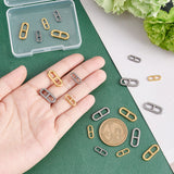 20Pcs 4 Style 304 Stainless Steel Connector Charms, Oval, Golden & Stainless Steel Color, 13~18.4x5~7.5x1.5~2mm, Hole: 4x6mm, 5pcs/style