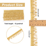 Filigree Corrugated Lace Ribbon, Tassels, for Clothing Accessories, Gold, 25x1mm, 15 yard/roll