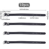 Cowhide Leather Watch Band Strap, Watch Belt, Fit Slide Charms, with Iron Clasps, Platinum, Black, 20.5x1.2x0.2cm