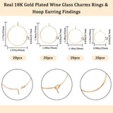 80Pcs 4 Size 316 Surgical Stainless Steel Wine Glass Charms Rings, Hoop Earring Findings, DIY Material for Basketball Wives Hoop Earrings, Real 18K Gold Plated, 21 Gauge, 29~45x25~40x0.7mm, 20Pcs/size