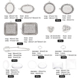 DIY Brooch Making Kits, including Iron Brooch Findings, Transparent Glass Cabochons, Alloy Pendant Cabochon Settings & Pendants, Brass Jump Rings, Antique Silver