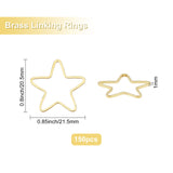 150Pcs Star Brass Linking Rings, Golden, 20.5x21.5x1mm