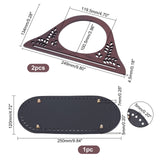 2Pcs Wood Bag Handles, with 1Pc PU Leather Oval Long Bottom, for Bag Straps Replacement Accessories, Coconut Brown, 25.5x11.6x0.9cm, Inner Diameter: 20.8x0.75cm & 6.95x10.4cm