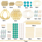 DIY Dangle Earring Kits, Including Alloy Pendants & Links & Linking Rings, Brass Pendants & Linking Rings & Jump Rings & Pins & Earring Hooks & Cable Chains, Glass Beads, Golden, 23x12x1mm, Hole: 1mm