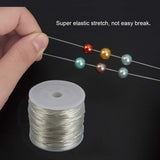 Japanese Flat Elastic Crystal String, Elastic Beading Thread, for Stretch Bracelet Making, Clear, 0.8mm, about 60m/roll.