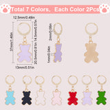 Alloy Enamel Bear Pendant Locking Stitch Markers, with 304 Stainless Steel Leverback Earring & Brass Wine Glass Charm Rings Stitch Marker, Mixed Color, 3.7cm, 7 colors, 2pcs/color, 14pcs/set