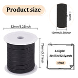 22.5 Yards Flat PU Leather Cords, for Garment Accessories, with 1Pc Plastic Empty Spool, Black, 10x0.8mm