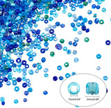 12/0 Glass Seed Beads, Round, Blue, 2mm, Hole: 1mm, 15 colors, about 1334pcs/color, 20010pcs/box