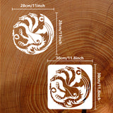 PET Hollow Out Drawing Painting Stencils, for DIY Scrapbook, Photo Album, Dragon Pattern, 30x30cm