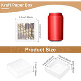 Square Kraft Paper Box, for Tea Leaf, Stocking, with Matte Style PVC Cover, White, Finished Product: 8.3x8.3x3.2cm