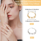 12Pcs 2 Colors Rack Plating Brass Open Cuff Ring Settings, for Half-drilled Beads, Long-Lasting Plated, Heart Leaf, Platinum & Golden, Inner Diameter: 18mm, 6Pcs/color