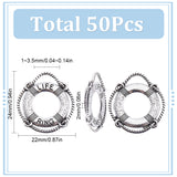 50Pcs Tibetan Style Alloy Pendants, Cadmium Free & Lead Free, Life Ring/Lifebuoy/Cork Hoop, Antique Silver, 24x22x2mm, Hole: 3mm