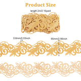 2M Polyester Embroidery Floral Trimming, Iron on/Sew on Hollow Trim, for Costume Decoration, Gold, 65x0.8mm