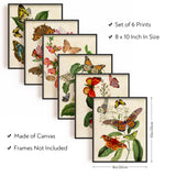 Chemical Fiber Oil Canvas Hanging Painting, Home Wall Decoration, Rectangle, Butterfly Pattern, 250x200mm, 6 style, 1pc/style, 6pcs/set
